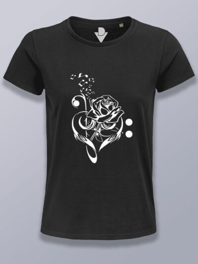Camiseta mujer música del corazón de rosa