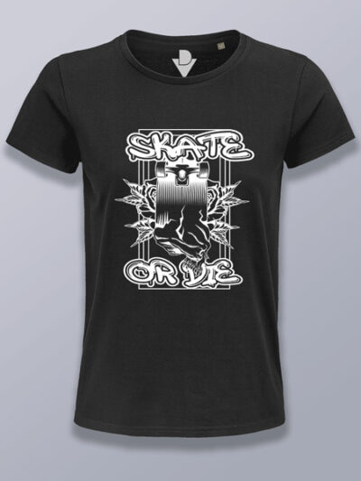 Camiseta mujer skate o muere diseño 2 (color blanco)
