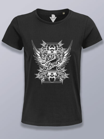 Camiseta mujer tabla de skate (color blanco)