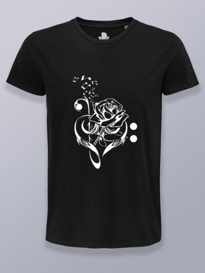 Camiseta hombre música del corazón de rosa
