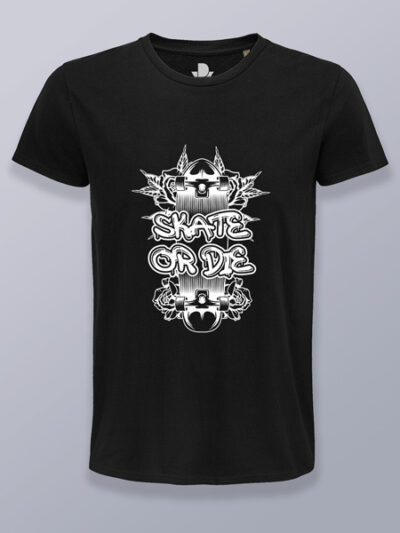 Camiseta hombre skate o muere diseño 1 (color blanco)