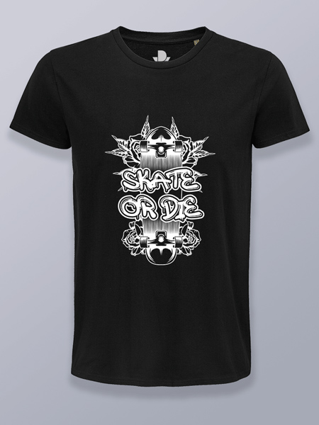 Camiseta hombre skate o muere diseño 1 (color blanco)