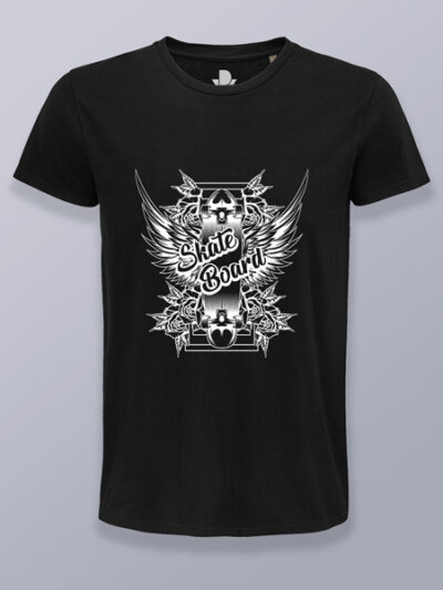 Camiseta hombre tabla de skate (color blanco)