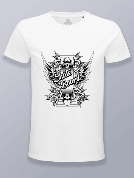 Camiseta hombre tabla de skate (color negro)