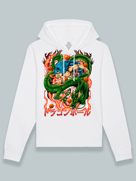 Sudadera con capucha Goku súper saiyajin azul y Shen Long Dragon ball