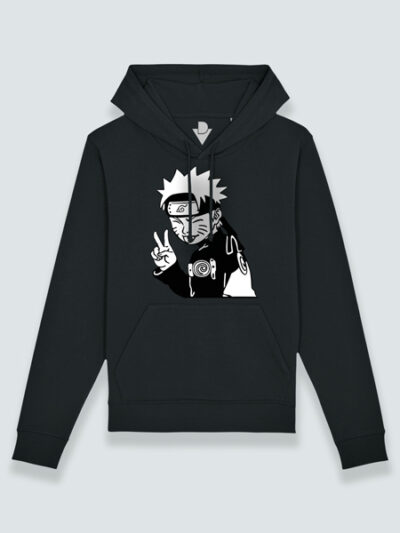 Sudadera con capucha Naruto blanco y negro