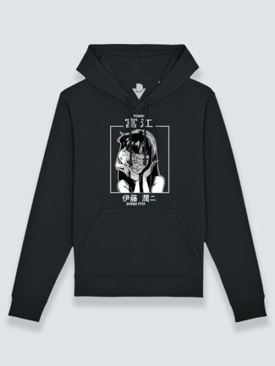 Sudadera con capucha Tomie Junji Ito blanco y negro