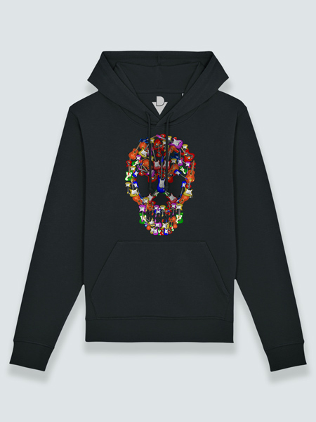 Sudadera con capucha calavera de guitarras eléctricas