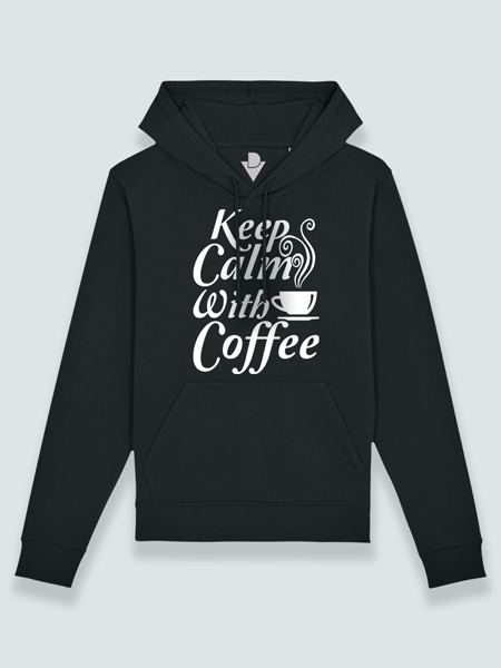 Sudadera con capucha cálmate con café