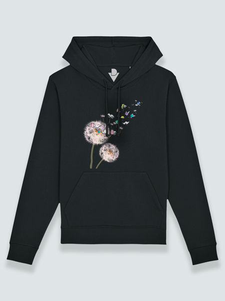 Sudadera con capucha diente de león con libros
