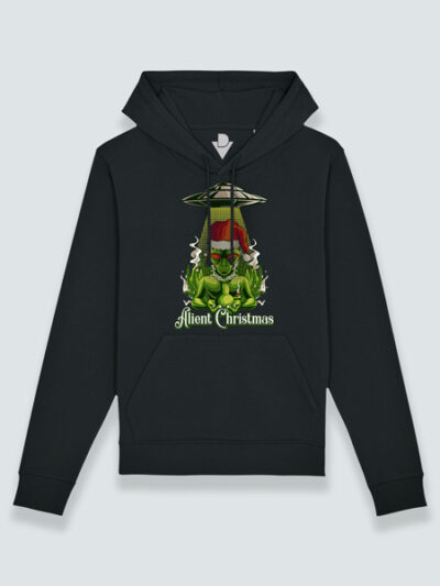 Sudadera con capucha marihuana alienígena navideña