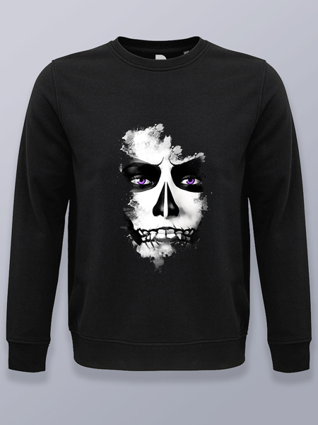 Sudadera sin capucha calavera integrada