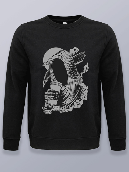 Sudadera sin capucha la parca tomando café