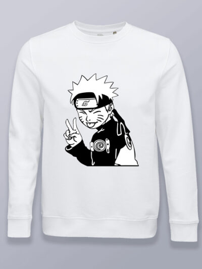Sudadera sin capucha Naruto blanco y negro