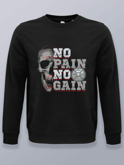Sudadera sin capucha No Pain No Gain calavera