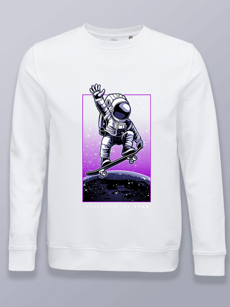 Sudadera sin capucha astronauta con skate