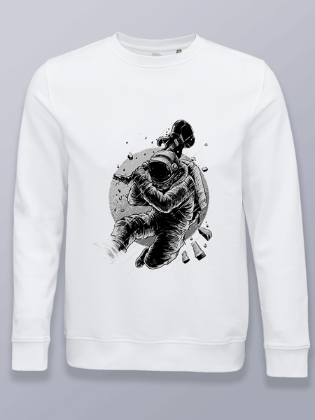 Sudadera sin capucha astronauta rompiendo una guitarra