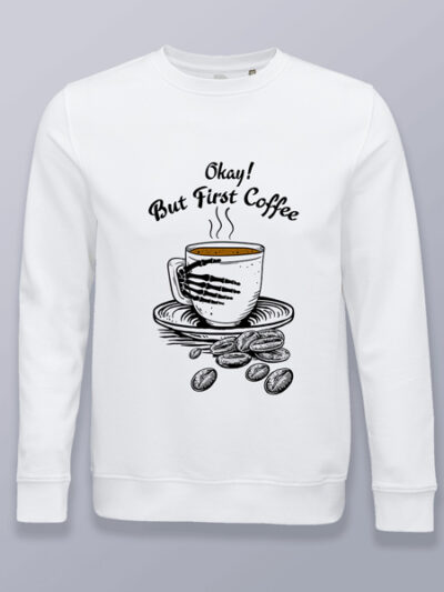 Sudadera sin capucha café con mano esqueleto