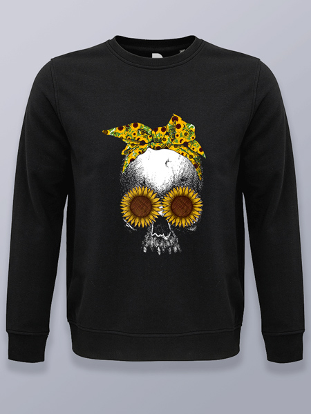 Sudadera sin capucha calavera hippie