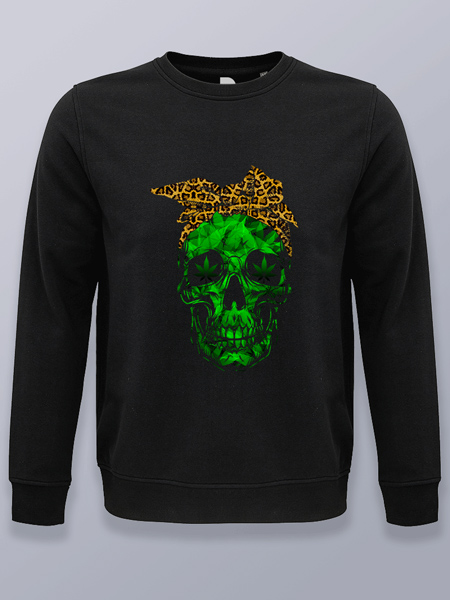 Sudadera sin capucha calavera de cannabis