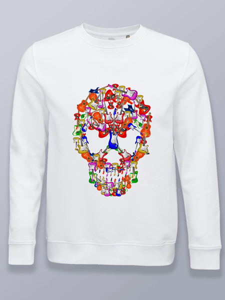 Sudadera sin capucha calavera de guitarras eléctricas