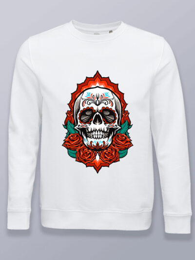 Sudadera sin capucha calavera mejicana con rosas