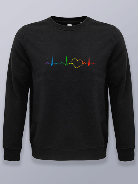 Sudadera sin capucha corazón con línea cardíaca