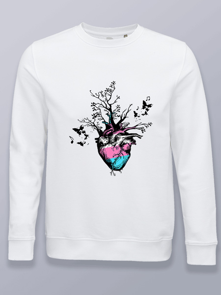 Sudadera sin capucha corazón con ramas transgénero