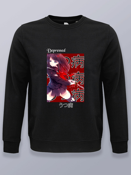Sudadera sin capucha diseño depressed kawaii girl