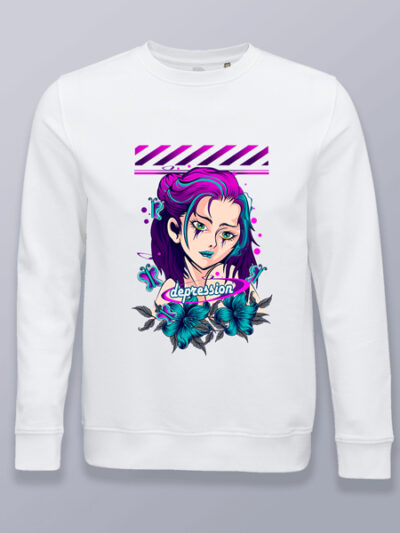 Sudadera sin capucha diseño depression anime girl