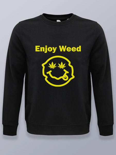 Sudadera sin capucha emoji enjoy weed