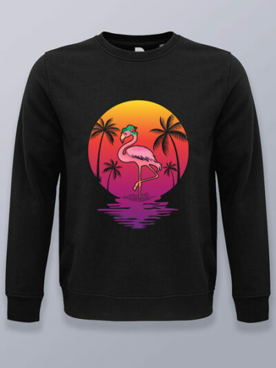 Sudadera sin capucha flamenco con palmeras