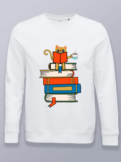 Sudadera sin capucha gato leyendo
