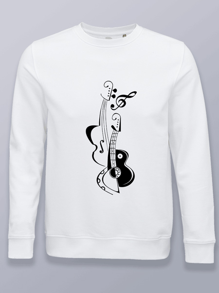 Sudadera sin capucha guitarra negra minimalista