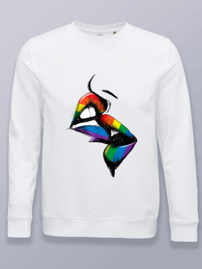 Sudadera sin capucha labios mordiéndose