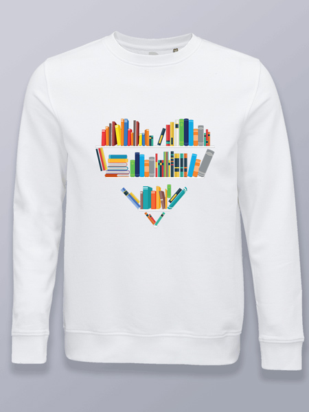 Sudadera sin capucha librería de corazón