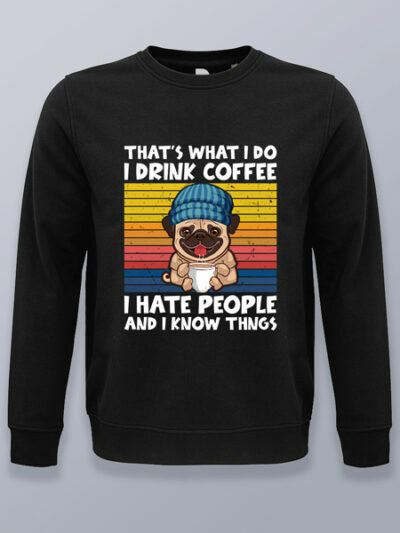 Sudadera sin capucha perro bebiendo café