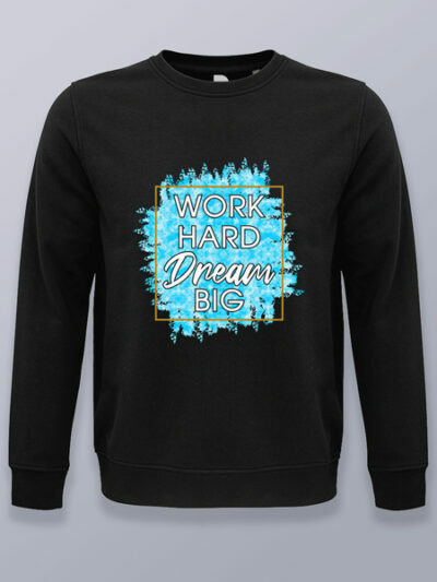 Sudadera sin capucha trabaja y sueña (color blanco)