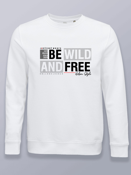 Sudadera sin capucha wild and free (color negro)