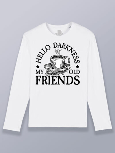 Camiseta hombre manga larga taza, café y amigos