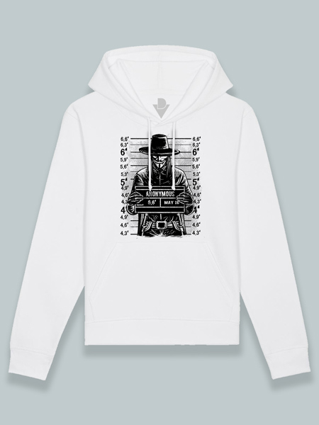 Sudadera con capucha Anonymous foto policial