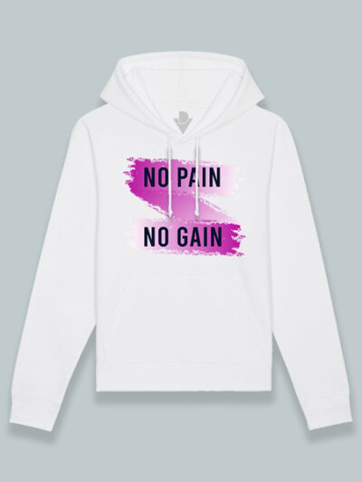 Sudadera con capucha no Pain No Gain tira rosa