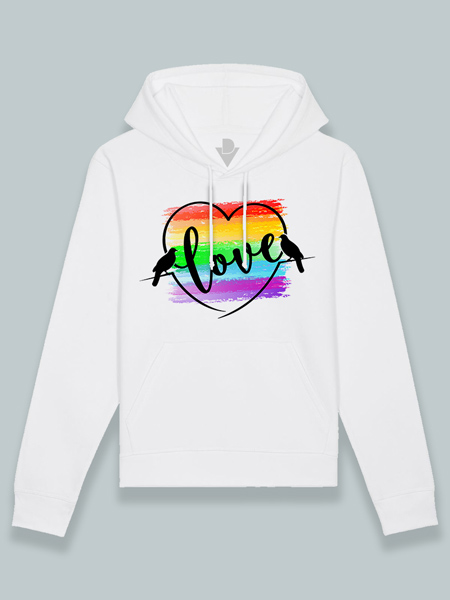 Sudadera con capucha amor arcoíris (color negro)