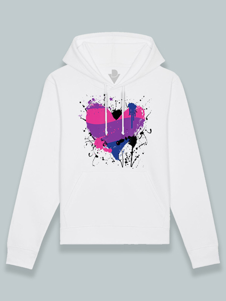 Sudadera con capucha corazón orgullo bisexual