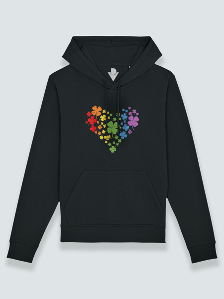 Sudadera con capucha corazón tréboles