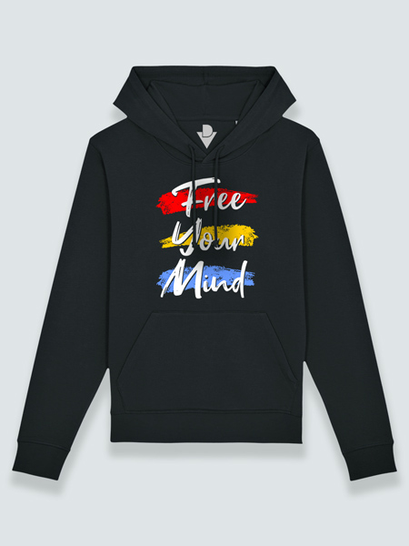 Sudadera con capucha libera tu mente (color blanco)