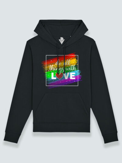 Sudadera con capucha todo con amor (color blanco)