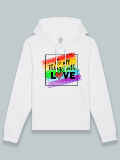 Sudadera con capucha todo con amor (color negro)
