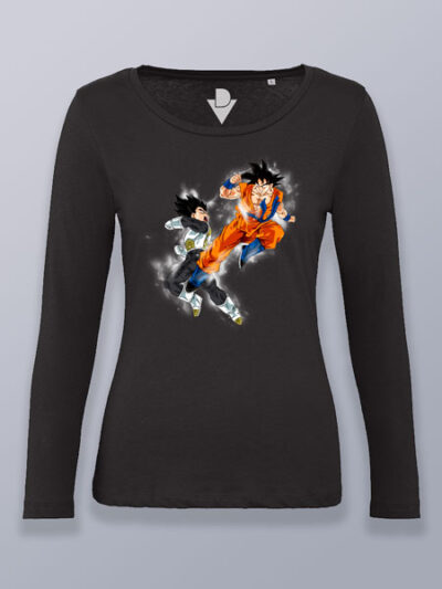 Camiseta mujer manga larga Goku contra Vegeta