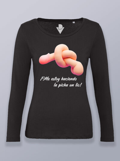 Camiseta mujer manga larga tengo la picha hecha un lío